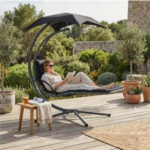 Chaise longue suspendue classique et durable à gravité zéro, moderne, avec support en acier, chaise balançoire en maille respirante pour usage extérieur - Product Image 3