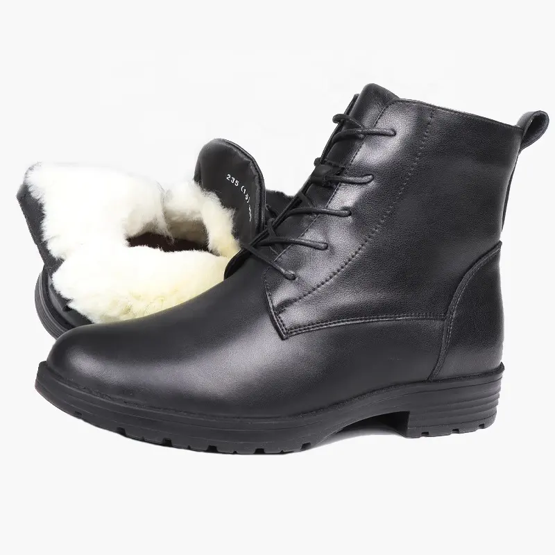 New Style High Top Martin Genuine Leather Winter Boots Ladies Formal Office Shoes With Rubber Outsole