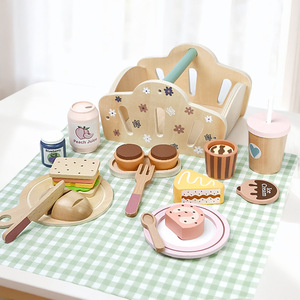 Ensemble de jouets de <span class=keywords><strong>cuisine</strong></span> de simulation pour bébé Qiaike, panier de pique-nique, jeu de rôle, jouets de dessert, jouet éducatif en bois pour enfants - Product Image 2