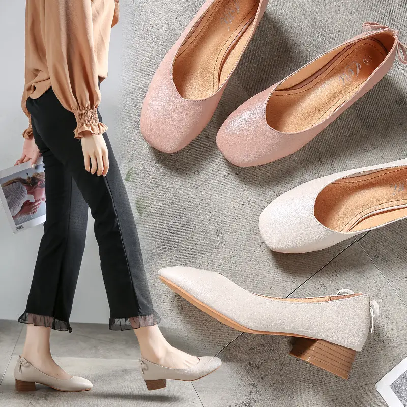 sh10857a Summer 3.5cm middle heel footwear high quality ladies leather office shoes 2023