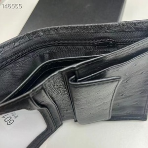 2025 nouveau portefeuille court pour hommes en cuir véritable à la mode, portefeuille Simple, portefeuille décontracté en cuir d'autruche luxueux - Product Image 3