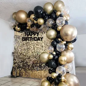 Decorações para festas 30th 40th 50th, balões de decoração para festas de aniversário, adulto, chá de bebê, preto, dourado, kit de balões de látex