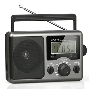 LCD 디스플레이 AM FM 트랜지스터 라디오 am fm dc 220v kchibo 라디오 12 밴드 배터리 작동 4 D 셀 배터리