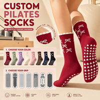Chaussettes de Pilates pour femmes de haute qualité avec grip antidérapant et volants, chaussettes de yoga personnalisées pour femmes