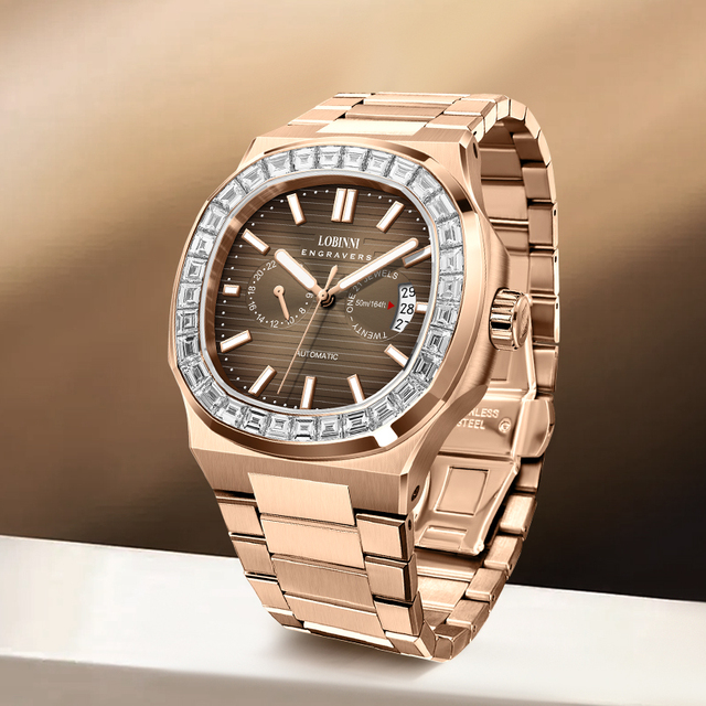 Luxury Automatic Wrist Watch Men Sapphire Crystal 5BAR Water Resistant Stainless Steel Band Luminous SEIKO Movement Classic