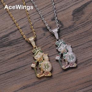 Liontin Hewan Berlapis Emas CN282 dari Kuningan dengan Batu CZ dan Rantai Tali, Perhiasan Kalung Hip Hop untuk Pria Wanita, Cocok untuk Pesta dan Kegunaan Sehari-hari - Product Image 5