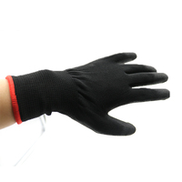 Gants de travail antidérapants en polyester, 13g, sécurité, bon marché, industriel, enduit de PU noir, vente en gros