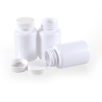 Flacon rond en plastique PET de 120 cc pour pilules, médicaments, vitamines, avec logo personnalisable et bouchon à vis blanc