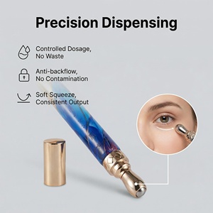 Tubo Cosmético Azul de Lujo Personalizado con Cabezal de Masaje de Aleación de Zinc para Crema de Ojos y Sérum, Envase Ecológico para el Cuidado de la Piel - Product Image 3
