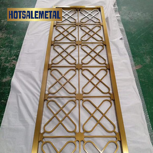 Divisor de ambientes Hotsalemetal OEM de vidrio dorado y acero inoxidable 304, diseño de mampara para sala de estar, restaurante o proyecto de diseño. - Product Image 6