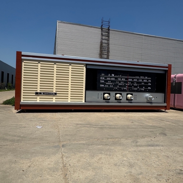 Custom 1.5 Meter Vintage Radio Style Stainless Steel Mobile Coffee Kiosk Snack Vending Cart Food Service Scenic Spot Check-in