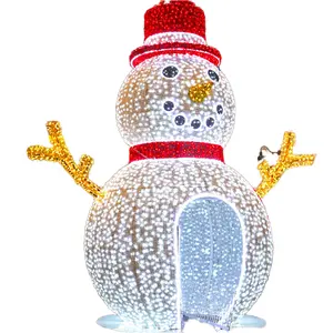 Boneco de neve com iluminação LED para Natal, decoração de Natal grande para exterior, iluminação gigante 3D, motivo de boneco de neve