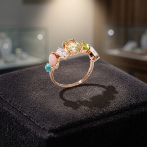 White Pink <b>Opal</b> Chunky <b>Ring</b> S925 Silver Rhodium & Gold Plated Party OEM ODM Wholesale Thailand - Product Image 3