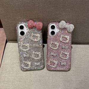 Casing ponsel kristal Super terang, casing ponsel kucing 3D busur KT berlaku untuk Apple 15 Promax, casing ponsel iPhone 16 Pro, pelindung berlian penuh - Product Image 2