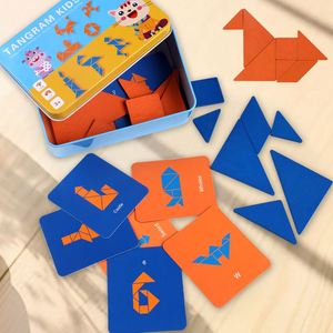 Jeu de puzzle Tangram interactif en boîte métallique pour enfants, stimulant l'imagination et l'intelligence - Product Image 3