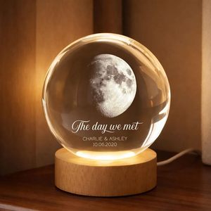 Bola de Cristal Personalizada con <span class=keywords><strong>Luz</strong></span> LED, Regalo Romántico para San Valentín, Aniversario de Pareja, con Fecha y Luna - Product Image 1
