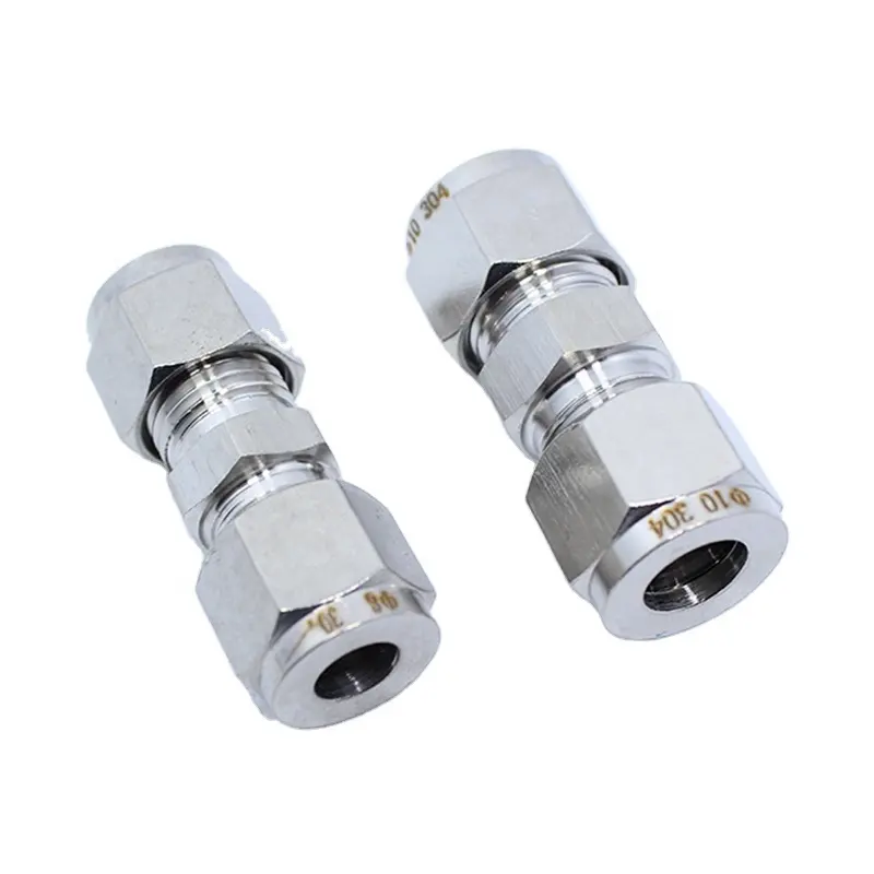 Compression Fittings Stainless Steel Double Ferrule Tube Straight Union Pipe Fitting