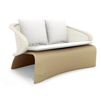 Ensemble table et chaises d'extérieur, design minimaliste moderne et créatif, trois pièces, en rotin tressé, pour jardin et cour, démontable