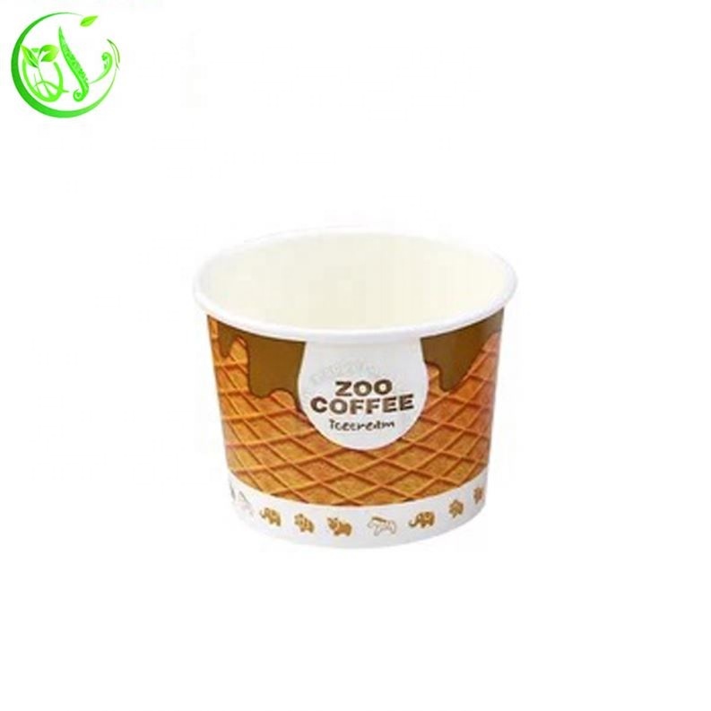 New Design Disposable Custom Logo 16 oz Ice Cream Paper Cup With Lid