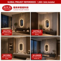 Miroir LED étanche éclairé anti-buée, miroir intelligent de salle de bain à montage au plafond pour hôtel avec fonction anti-buée