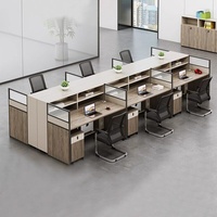 BGZ-220X – Bureau d'ordinateur en L moderne et minimaliste en PVC avec cloison d'écran et chaise de bureau pour 4/6 personnes