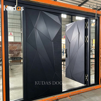 Porte d'entrée pivotante en aluminium double couche à facettes 3D personnalisable pour villa de luxe, porte d'entrée extérieure sécurisée avec serrure intelligente