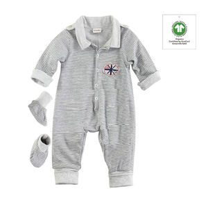 Yeni organik pamuk yarım açık tulum uzun kollu çift katmanlı ayak koruyucu bebek küçük yaka bebek tulum tulum 2-piece Set - Product Image 1