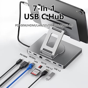 Station d'accueil pour support de tablette HUB USB C 9-en-1 4K60Hz HD USB3.0 5Gbps 1000Mbps Support de transfert de données Ethernet pour tablette téléphone - Product Image 3