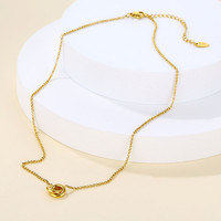 Collier double cercle géométrique entrelacé en acier inoxydable plaqué or 18 carats PVD pour femme, vente en gros MICCI