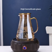 Pichet à eau froide en verre borosilicate de grande capacité moderne et très vendu avec couvercle et poignée en acier inoxydable, écologique