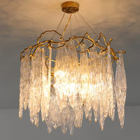 Lustre en cristal et cuivre massif post-moderne, suspension de luxe pour salon, chambre de villa française, salle à manger, éclairage artistique en verre