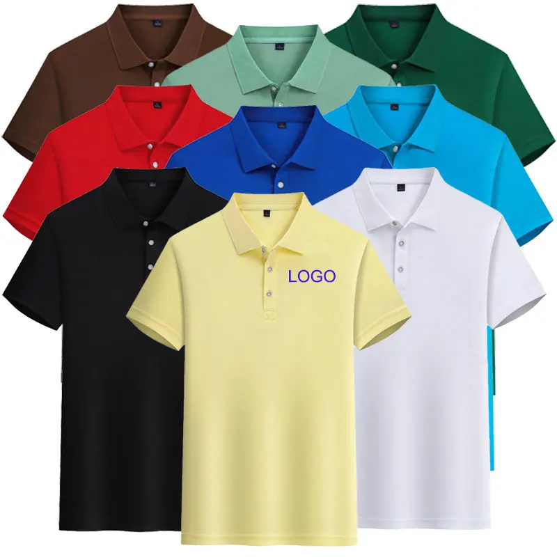 100% polyester custom men's and women's striped lapel polo shirts LOGO printed business wear and advertising shirts