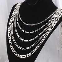 Chaînes cubaines épaisses en vrac multi-taille pour le choix S925 argent Sterling plat 3 + 1 chaîne Figaro avec coupe de diamant pour la fabrication de bijoux à bricoler soi-même