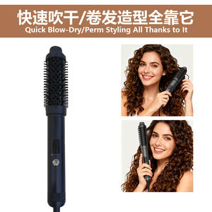 Fer à friser professionnel en céramique tourmaline 2 en 1, peigne chauffant pour cheveux bouclés et raides, noir - Product Image 4