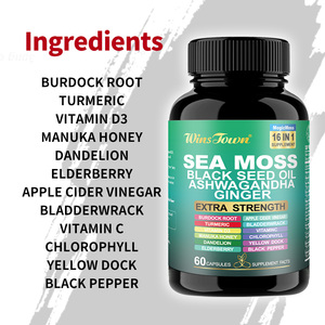 Suppléments à base de plantes pour la croissance des cheveux adultes Capsules de <span class=keywords><strong>mousse</strong></span> de mer avec huile de graines noires Complexe de curcuma Bardane Bladderwrack - Product Image 3