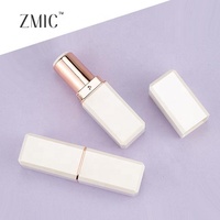 Tubes de rouge à lèvres de luxe 3g, tubes carrés vides avec intérieur rose doré, tubes de baume à lèvres en plastique