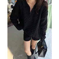Ensemble de pulls pour femmes, style coréen, col mandarin, anti-froissement, luxe, tissé en nylon/coton, nouvelle collection automne-hiver 2025