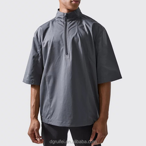 High Quality <strong>Waterproof</strong> Custom Silk Printing Polyester Windbreaker Oversized <strong>Short</strong> <strong>Sleeve</strong> Quarter Zipper Hiking <strong>Golf</strong> <strong>Jacket</strong> Men - Product Image 5