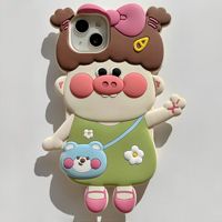 Coques de téléphone portable en silicone véritable antichoc avec motif de cochon mignon pour filles, compatibles avec les modèles 15/14/13/12/11 Pro Max