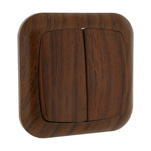 Interruttore doppio da incasso in legno, design elegante e funzionale, ideale per il controllo delle luci in case e uffici. - Product Image 1