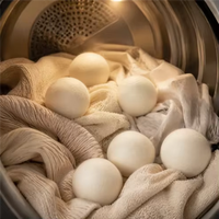 Boules de séchage en laine naturelle, lot de 6, réutilisables, adoucissant textile, anti-plis pour le séchage des vêtements