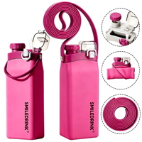 Bouteille d'eau pliable de voyage, échantillon gratuit, gourde légère pour le camping, avec longue sangle réglable, bouteille d'eau portable pour la gym