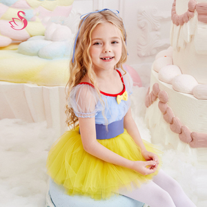 Abito a maniche corte bianco neve gonfio per le prestazioni delle ragazze che indossano abiti da asilo per bambini stampati - Product Image 3