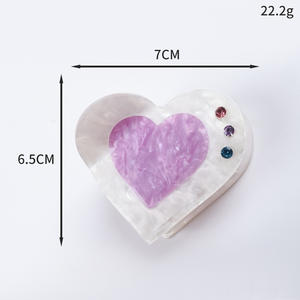 กิ๊บติดผมรูปหัวใจประดับคริสตัลและเพชรเทียมสีแดงแบบเรียบง่าย ทำจากอะคริลิกอะซิเตท - Product Image 6