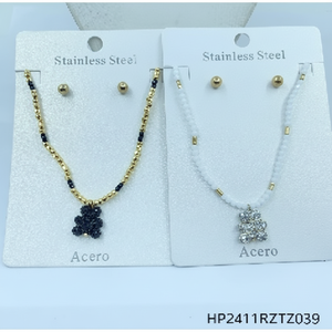 Set di gioielli in 3 pezzi di cristallo scintillante per donne perle d'acqua dolce e diamanti placcati in oro per feste e matrimoni - Product Image 1