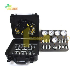 Kit de test de pression hydraulique Hangood à double couche avec 5 manomètres, 5 tuyaux de test, 13 raccords et 14 connecteurs en T, 1/10/25/40/60Mpa - Product Image 3