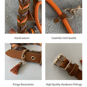 2025 lujo al por mayor logotipo personalizado caminar cómodo cuero suave trenzado mascota perro gato Collar - Product Image 4