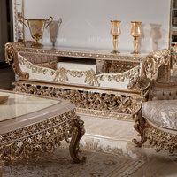 Ensemble de meubles de maison européens de luxe, chaises de canapé sculptées à la main de style turc dans un design traditionnel en bois pour le salon de luxe