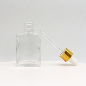 15ml 30ml 50ml 100ml Flat Square Transparent Glass <b>Perfume</b> Dropper <b>Bottle</b> with Gold Cap Serum Essential Oil <b>Travel</b> Containers - Product Image 6