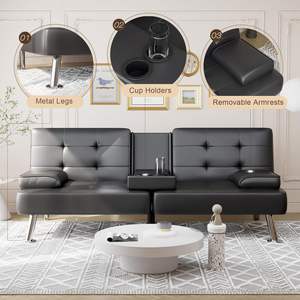 Canapé-lit convertible moderne en similicuir avec accoudoirs amovibles pour <span class=keywords><strong>salon</strong></span> - Product Image 5